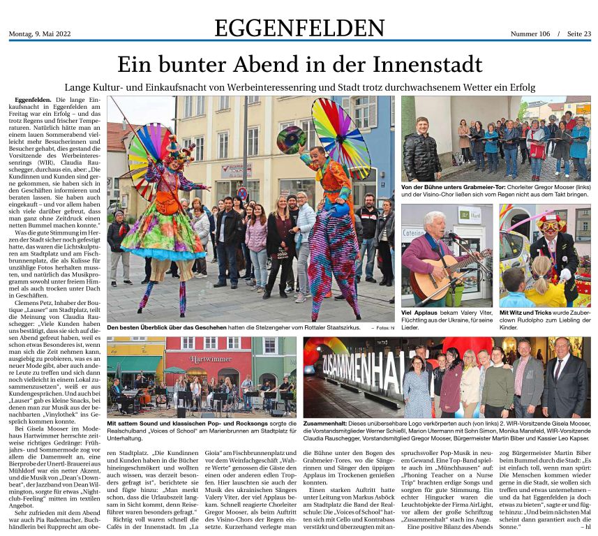 2022-05-09 - Schulband Voices of school - Bericht Stadtplatzkonzert Kulturnacht 2022 - klein