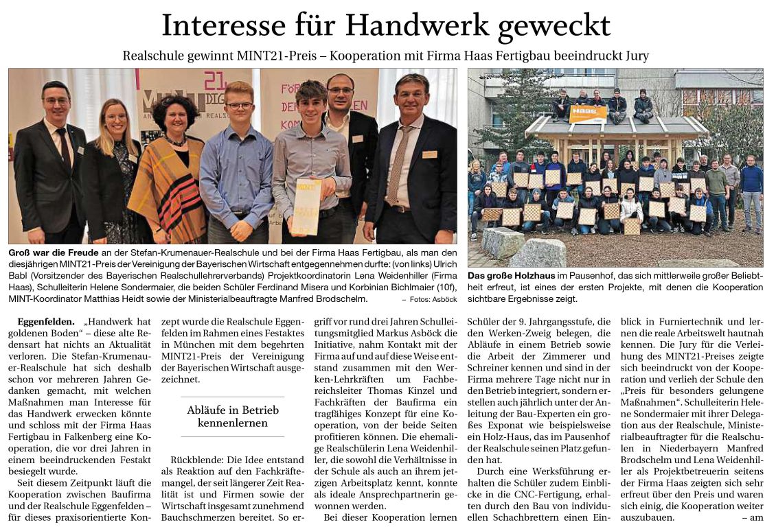 2024-02-19 - MINT21-Preisverleihung - Presseartikel RA real - klein