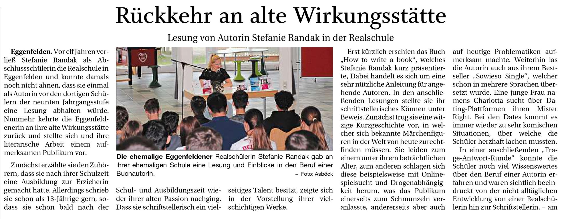 2024-05-15 - Autorenlesung Stefanie Randak - Zeitungsbericht RA real - klein