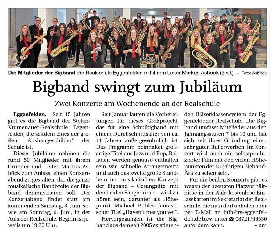 2024-06-05 - Bigband-Jubiläumskonzert - Zeitungsvorbericht RA real - klein