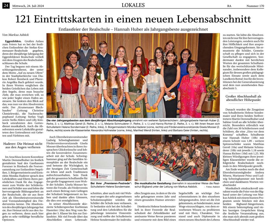2024-07-24 - Entlassfeier 2024 - Zeitungsbericht RA real - klein