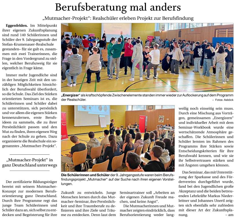 2024-11-16 - Mutmacher-Projekt - Pressebericht RA real - klein