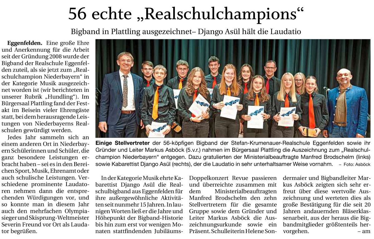 2024-11-28 - Bigband Preisträger RS-Champion - Pressebericht RA real - klein