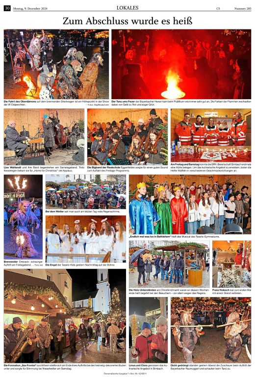 2024-12-09 - Bigbandauftritt Christkindlmarkt Simbach am Inn - Zeitungsbericht Fotos PNP real - klein