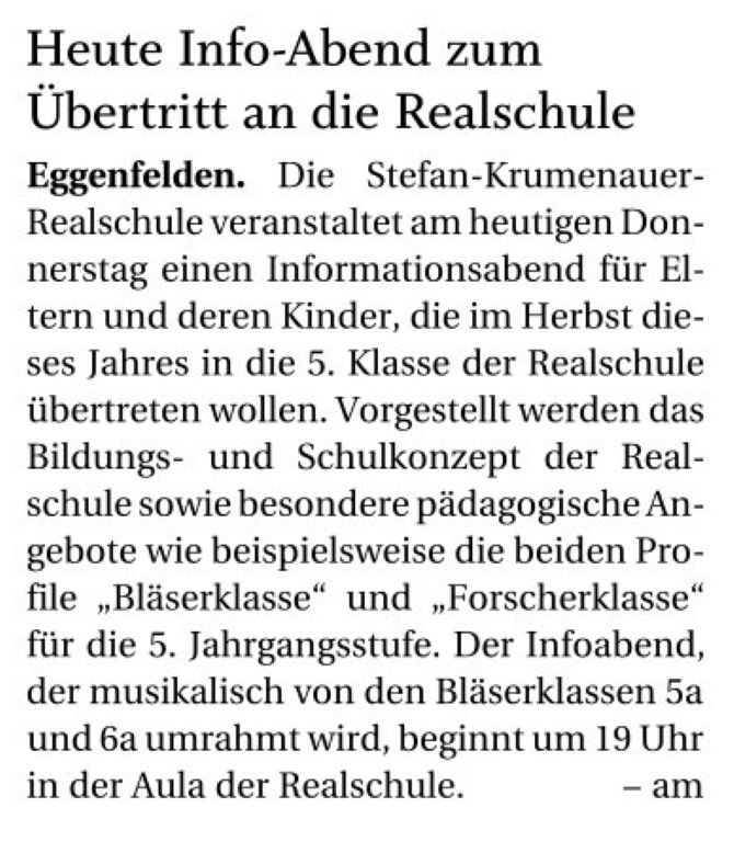 2025-03-13 -Übertrittsabend 2025 Vorankündigung - Presseartikel RA real - klein