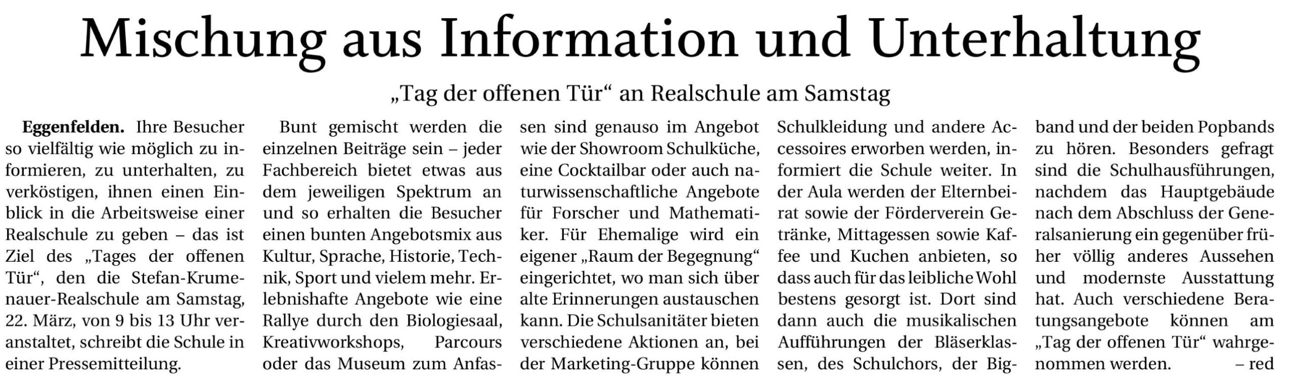 2025-03-18 - Tag der offenen Tür 2025 - Vorankündigung - Zeitungsartikel RA real - klein