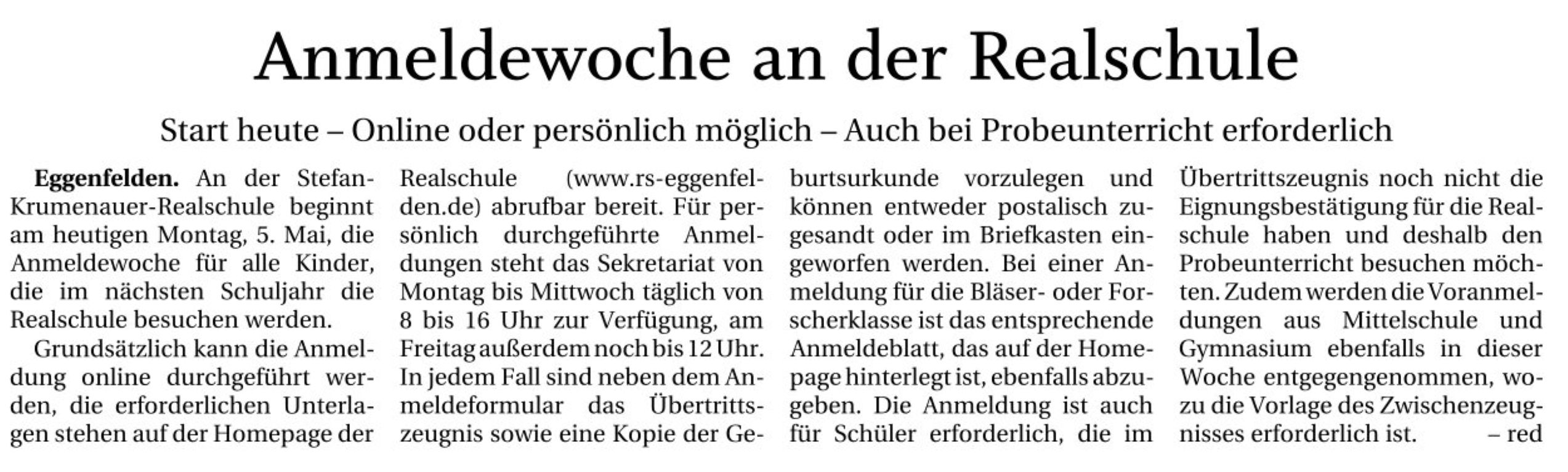 2025-05-05 - Anmeldewoche RS - Zeitungsbericht RA real - klein