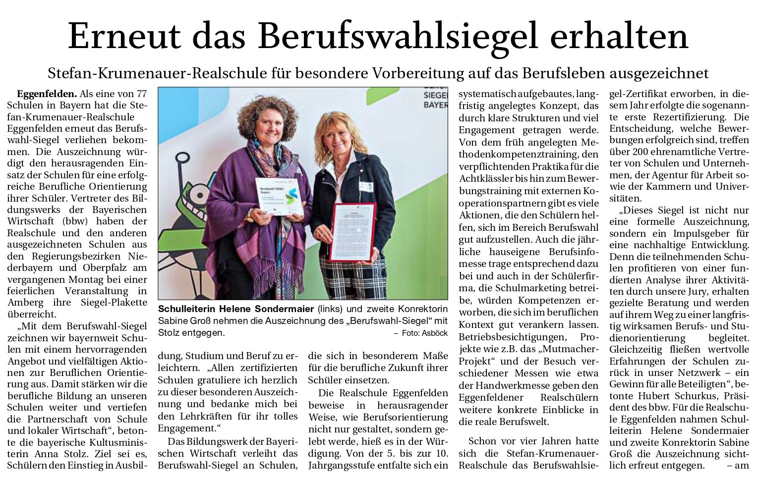 2025-10-28 - Berufswahlsiegel - Verleihung 2025 Amberg - Zeitungsbericht RA real_page-0001