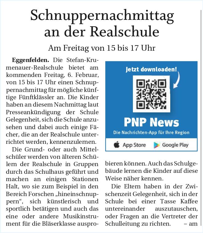 2026-02-06 - Schnuppernachmittag 2026 - Presseartikel RA real