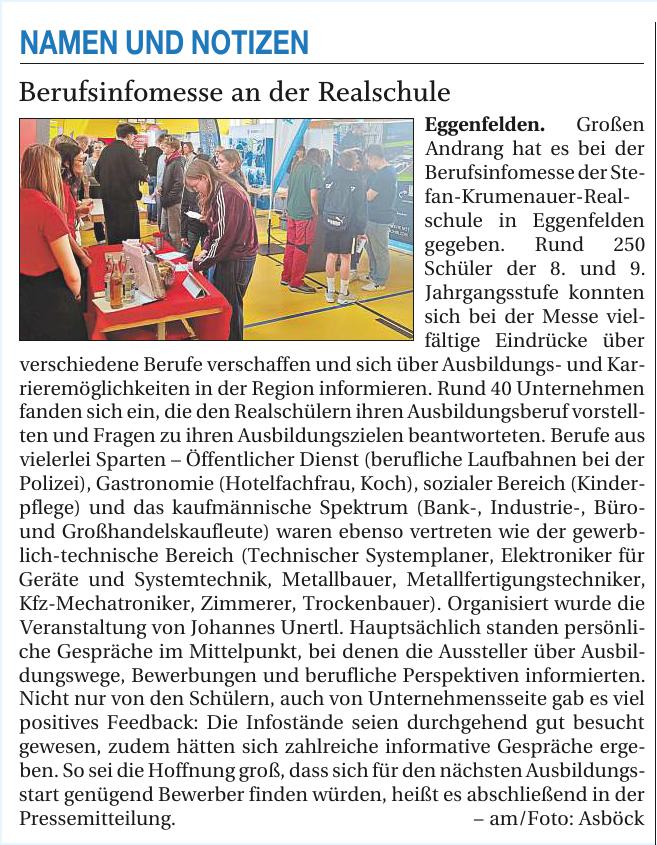 2026-04-23 - Berufsinfomesse 2026 - Presseartikel RA real
