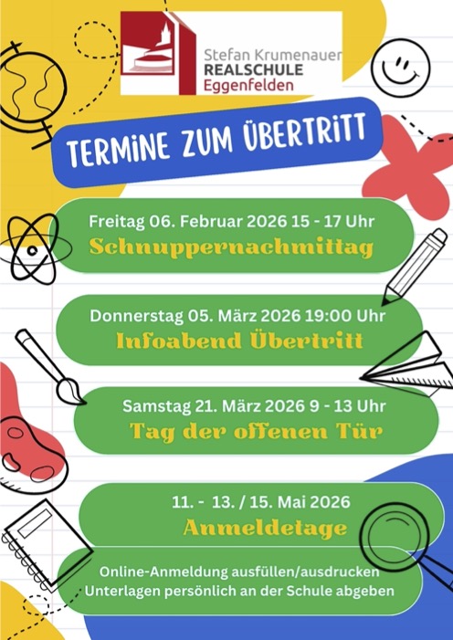 Flyer Termine zum Übertritt 26