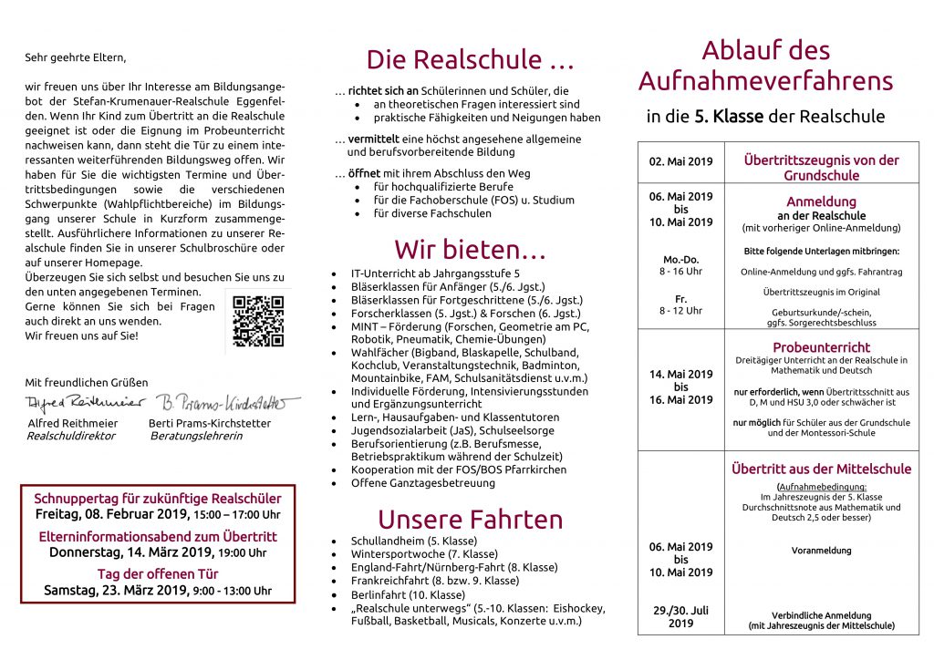 Flyer für Übertrittsabend 2019 - 2 Flyer für Übertrittsabend 2019 - 2