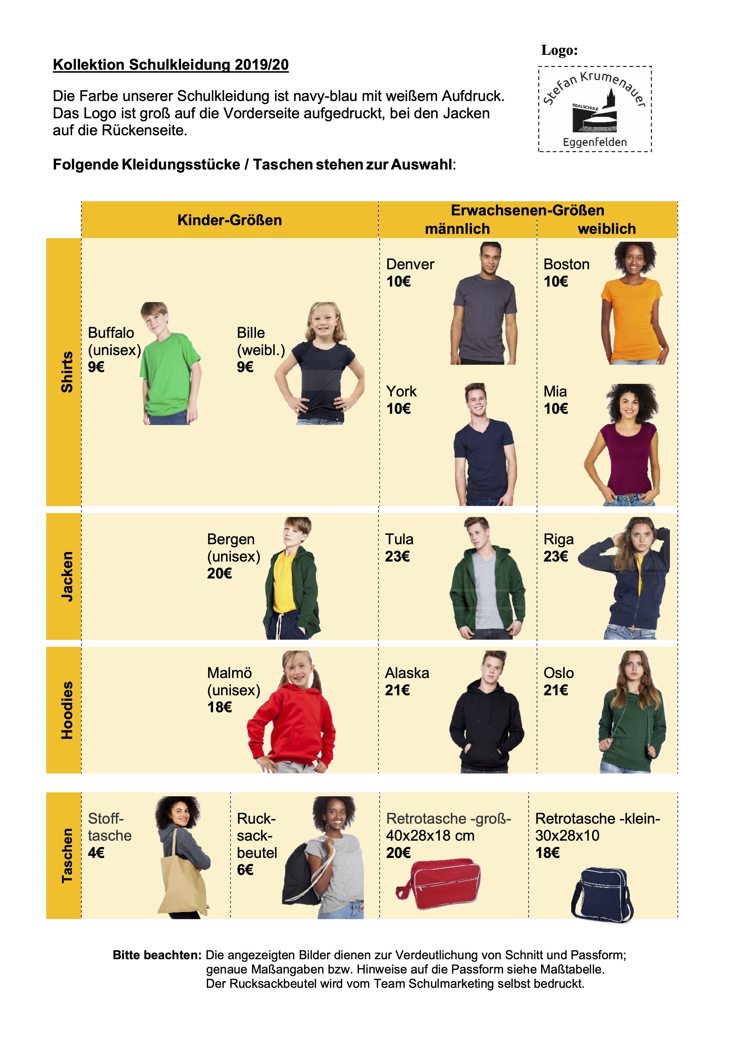 Homepage Info Schulkleidung 2019-20